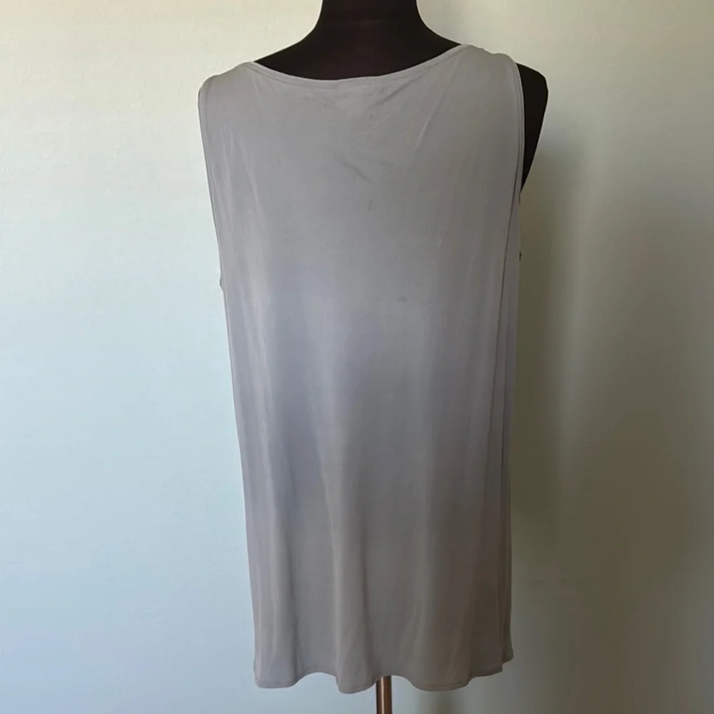Eileen Fisher Gray Sleeveless Relaxed Tank Top - Picture 3 of 6
